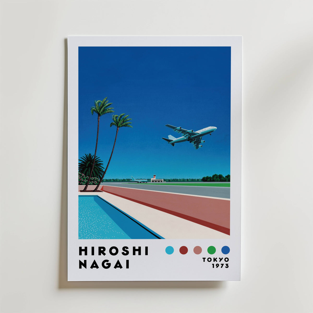 Mockup av Hiroshi Nagai Palm Airport affisch på vägg – köp enkelt hos Bozetto i hög kvalitet