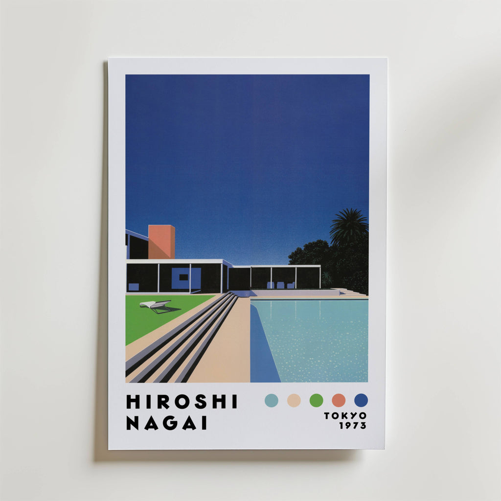 Mockup av Hiroshi Nagai Modern Villa affisch på vägg – köp enkelt hos Bozetto i hög kvalitet