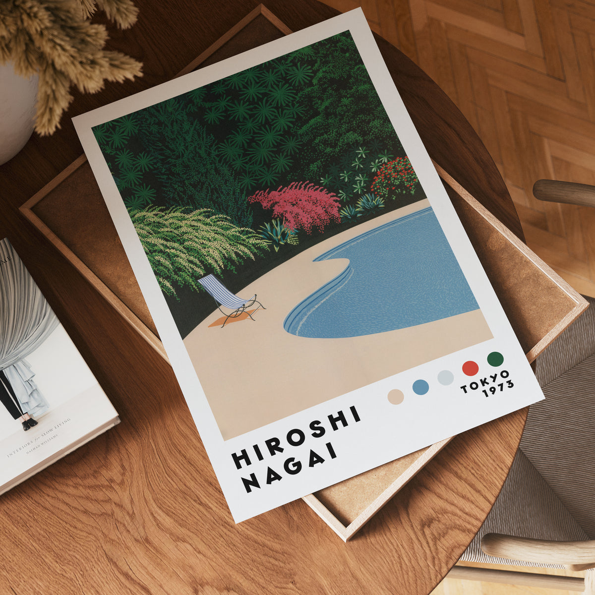 Väggmockup med Hiroshi Nagai Garden – köp enkelt hos Bozetto affisch i hög kvalitet