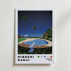 Mockup av Hiroshi Nagai Poolside affisch på vägg – köp enkelt hos Bozetto i hög kvalitet
