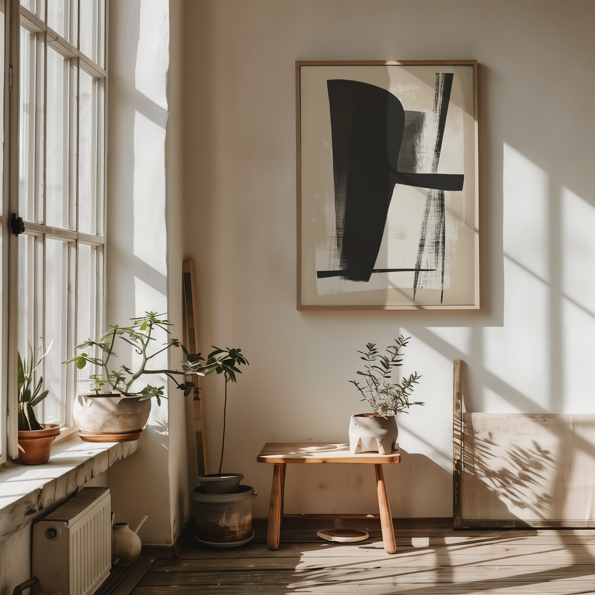 Väggmockup av Bold Abstract Shapes affisch på ljus vägg – Bozetto konsttryck – nr 3