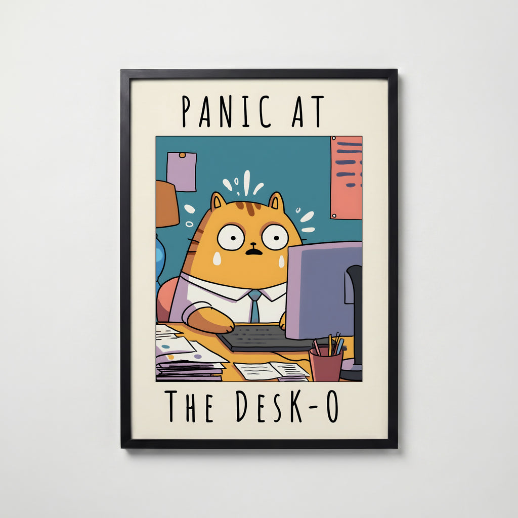 Corporate Panic Cat – affisch med snyggt motiv, köp enkelt hos Bozetto i flera storlekar