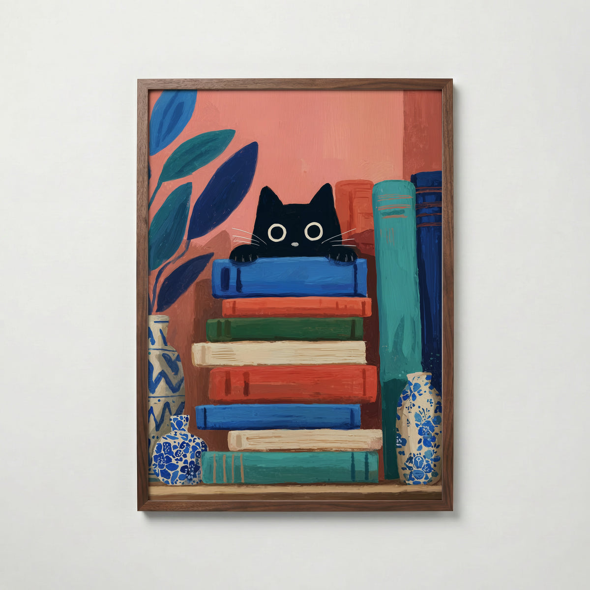 Curious Book Cat – köp enkelt hos Bozetto konsttryck i hög kvalitet i hög kvalitet
