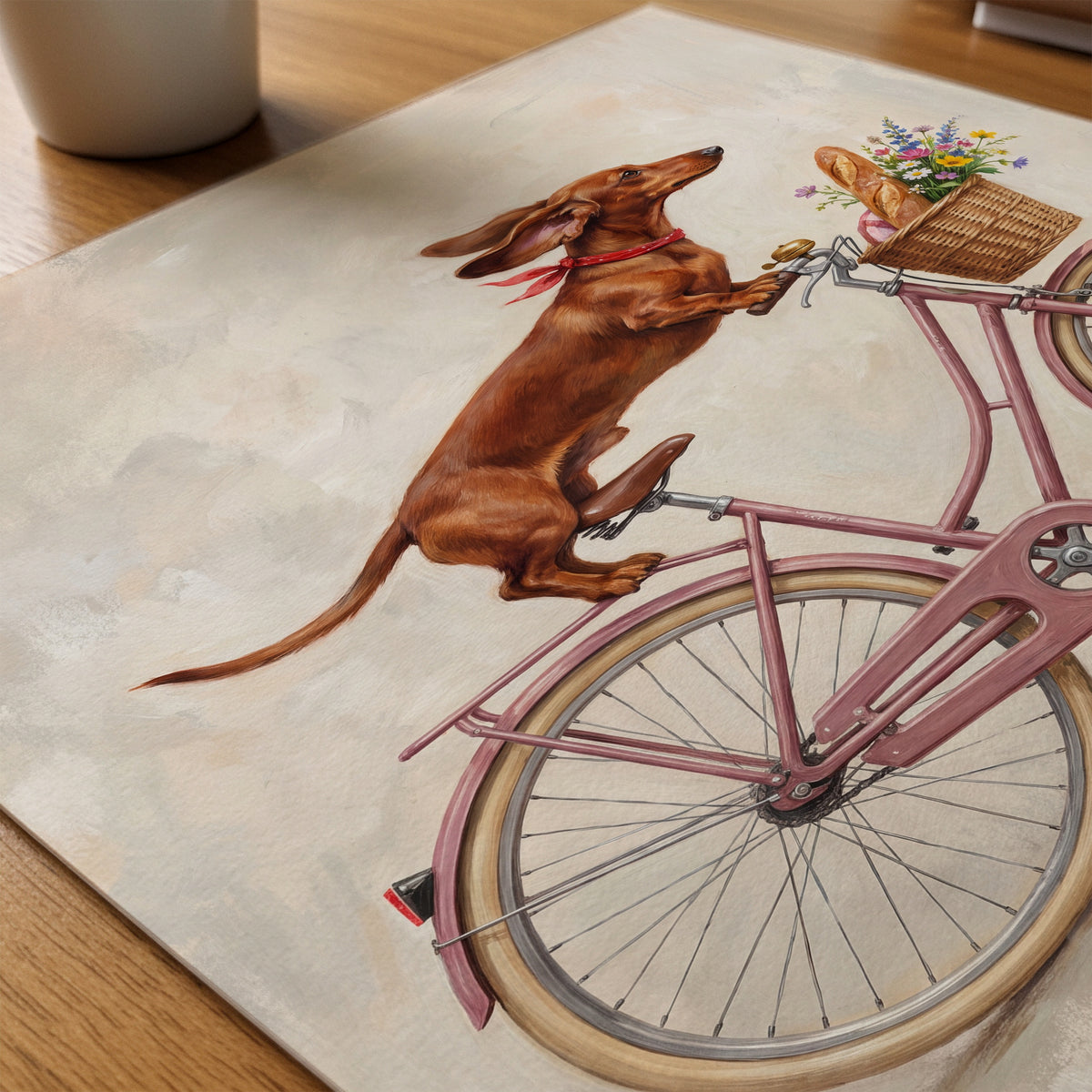 Dachshund on Tour Poster – närbild på papper