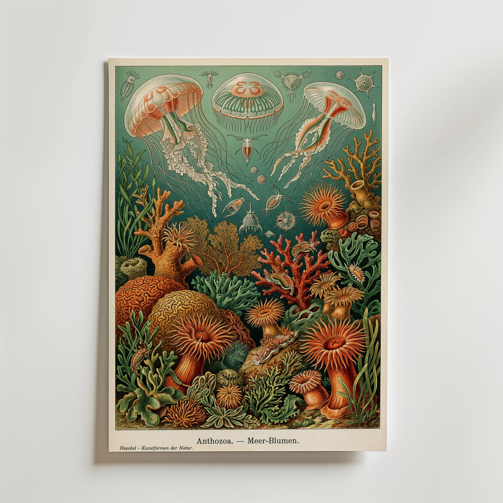 Deep Sea Bloom Poster – Haeckel-illustration med maneter och havsanemoner