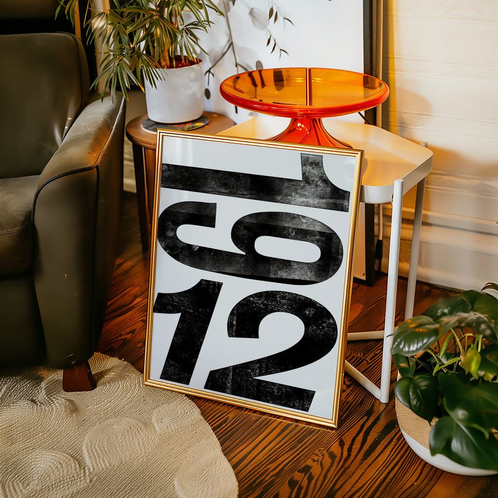 Worn Ink Numerals Poster – i rum 3