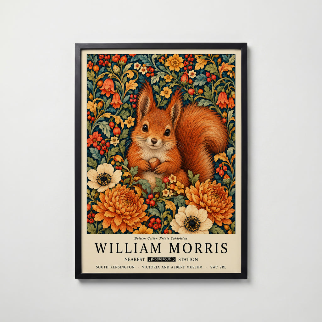 William Morris Hazel Squirrel Poster – svart ram