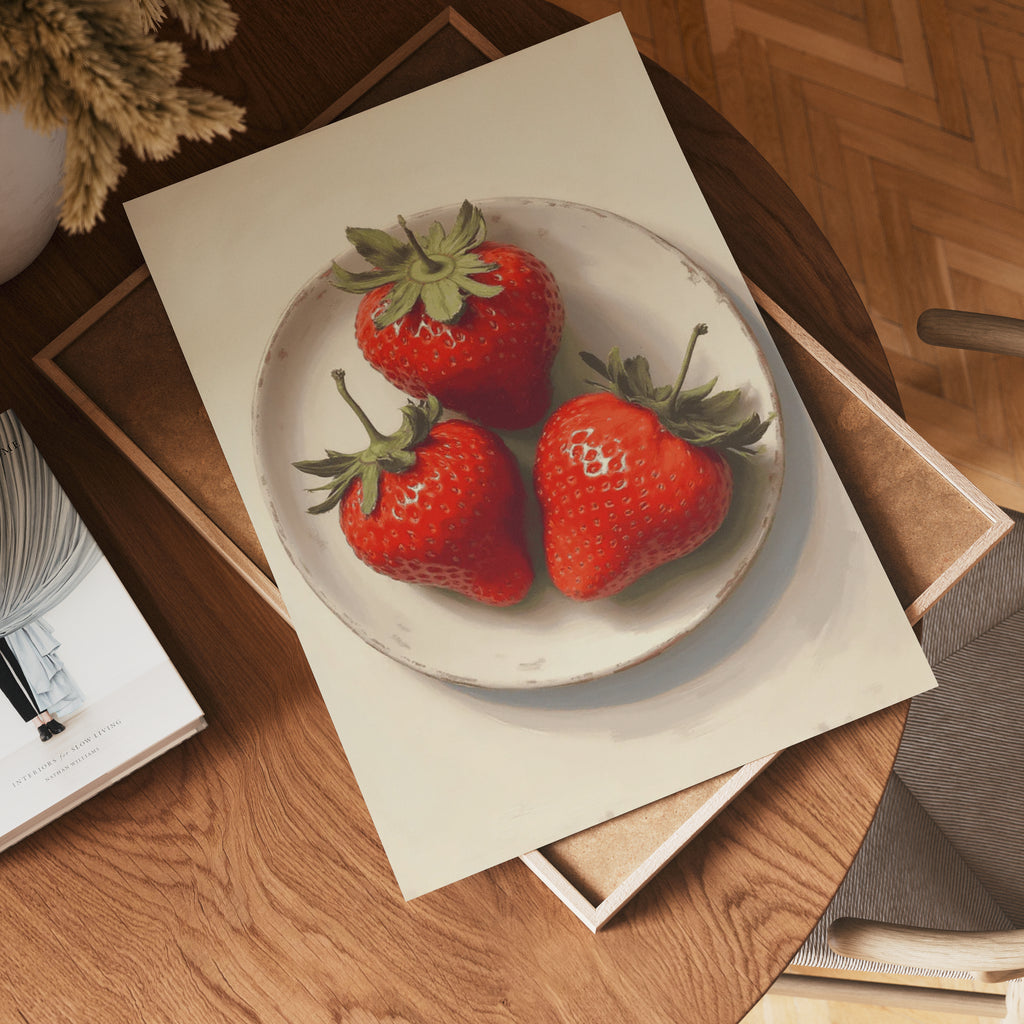 Fresh organic strawberries – affisch med stilfullt motiv från Bozetto i hög kvalitet