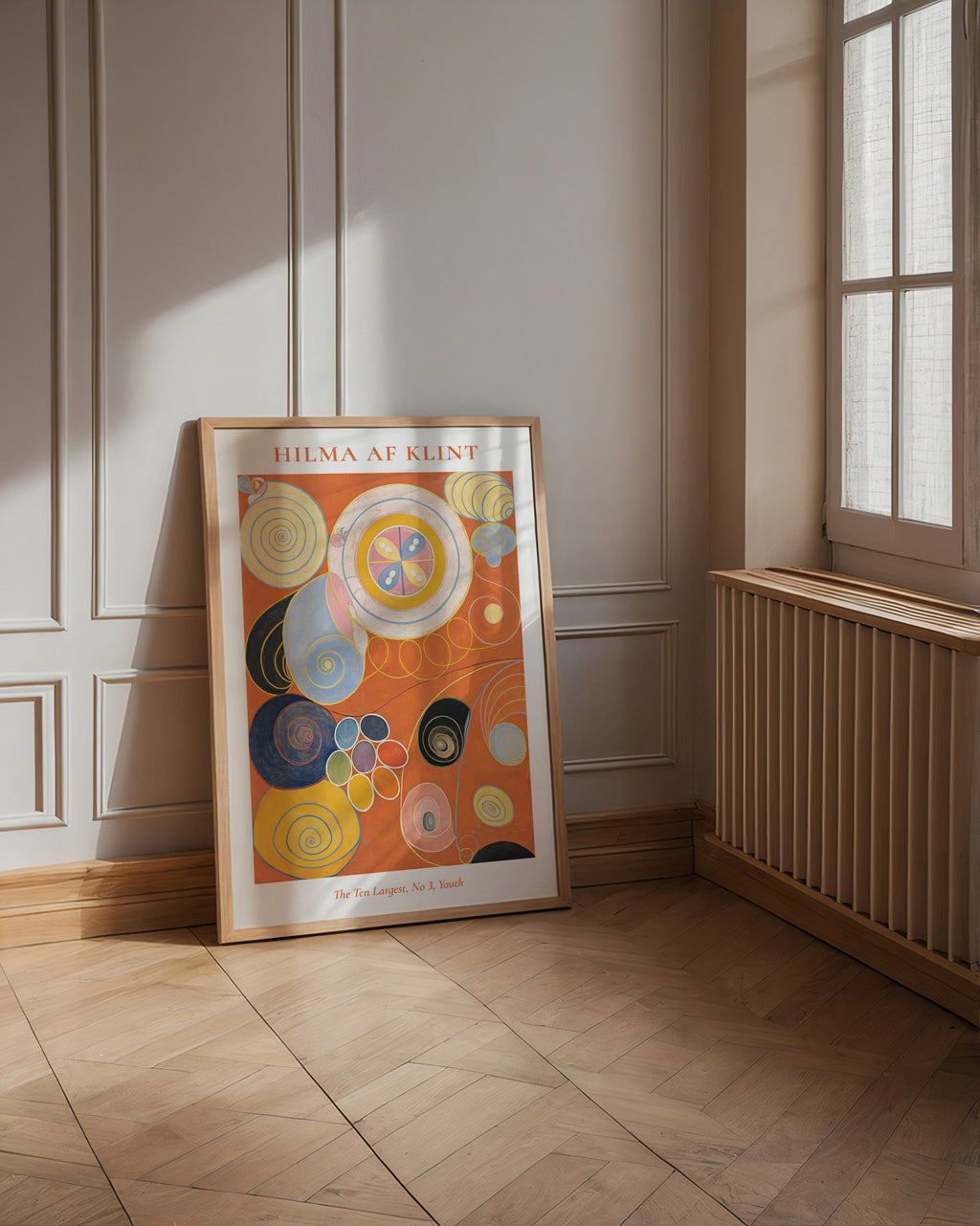 Väggmockup av Hilma af Klint The Ten Largest affisch på ljus vägg – Bozetto konsttryck