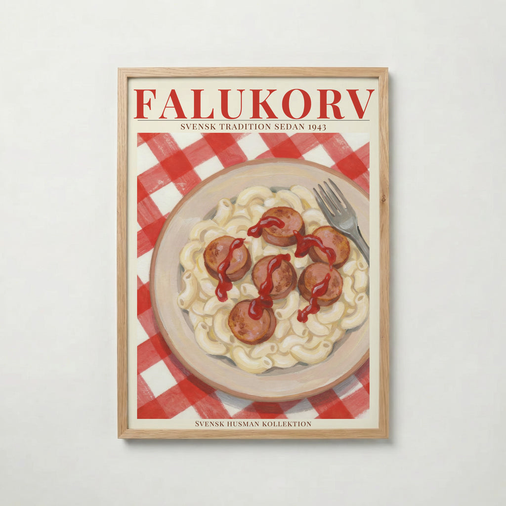 Falukorv poster visad rakt fram – Bozetto affisch i hög tryckkvalitet i hög tryckkvalitet