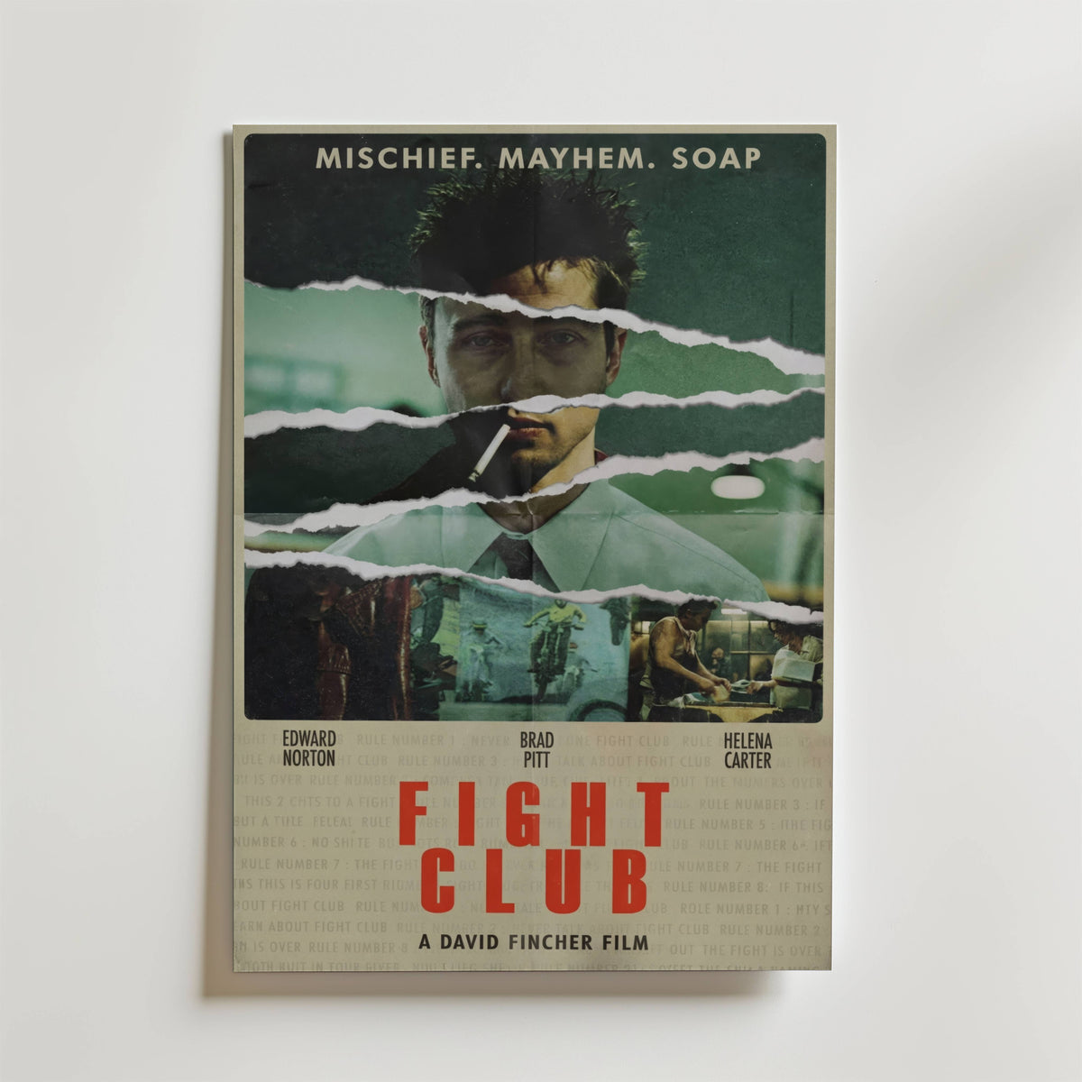 Fight Club – stilfullt konsttryck från Bozetto, tryckt på matt finpapper i hög tryckkvalitet
