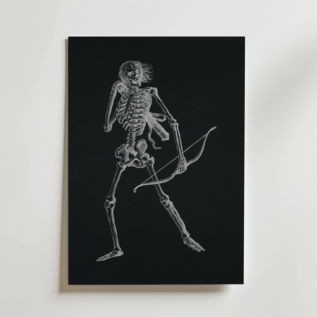 Skeleton Archer – stilfullt konsttryck från Bozetto, tryckt på matt finpapper i hög tryckkvalitet