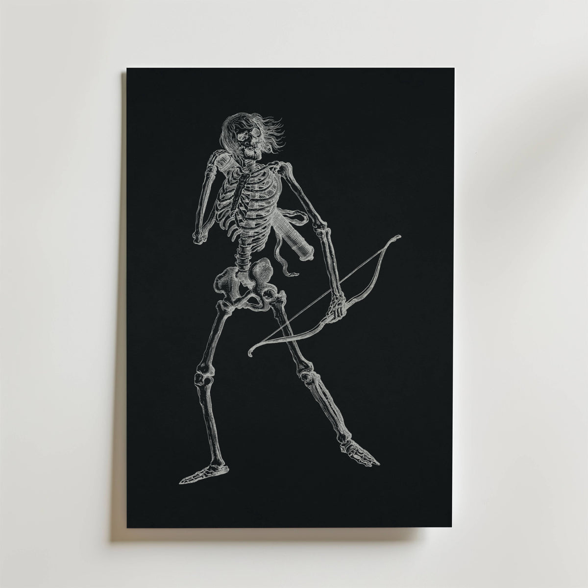 Skeleton Archer – stilfullt konsttryck från Bozetto, tryckt på matt finpapper i hög tryckkvalitet