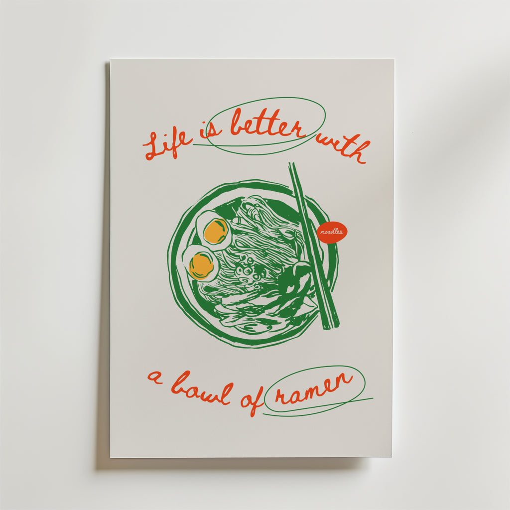 Slurp Ramen And Smile – stilfullt konsttryck från Bozetto, tryckt på matt finpapper