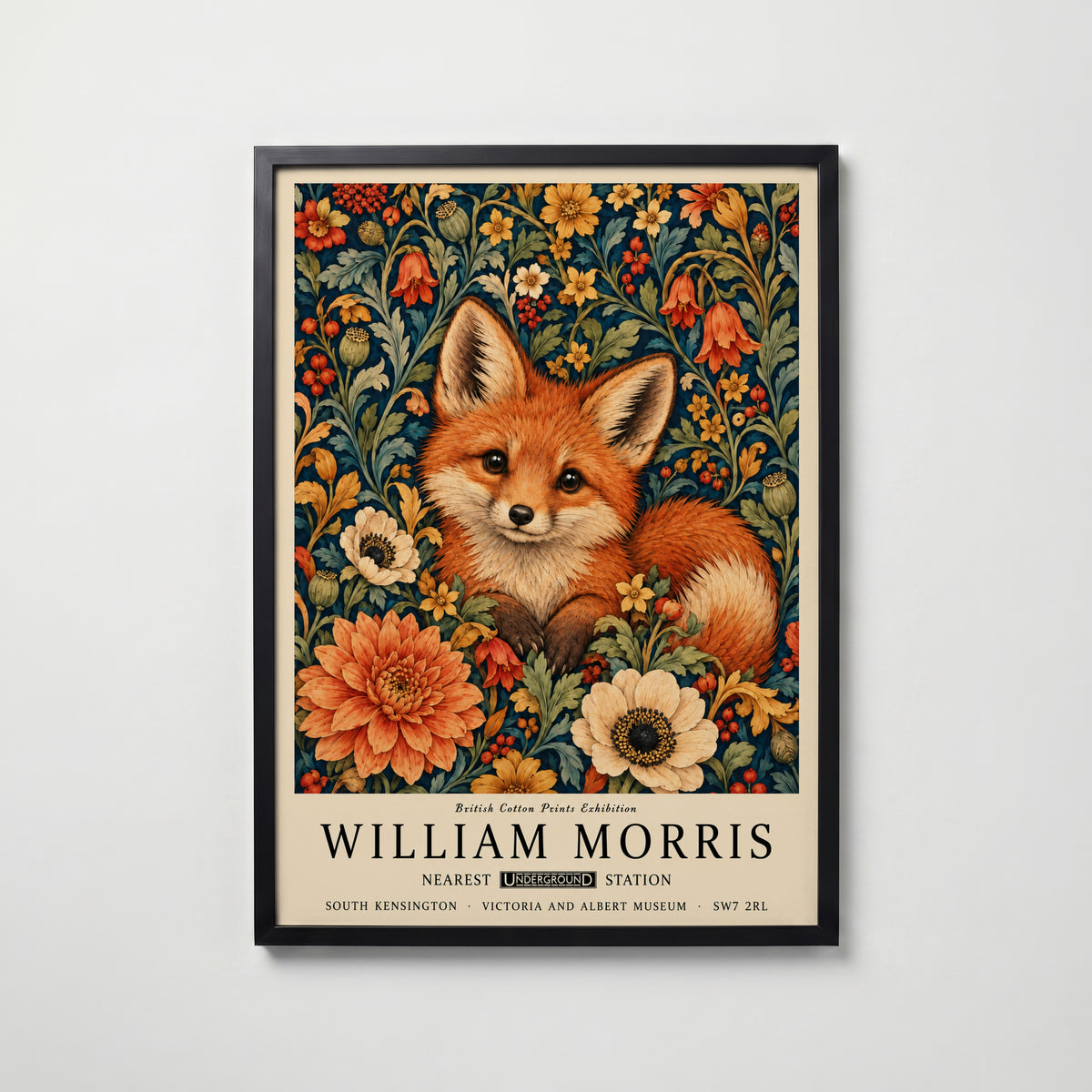 William Morris Velvet Fox Poster – svart ram