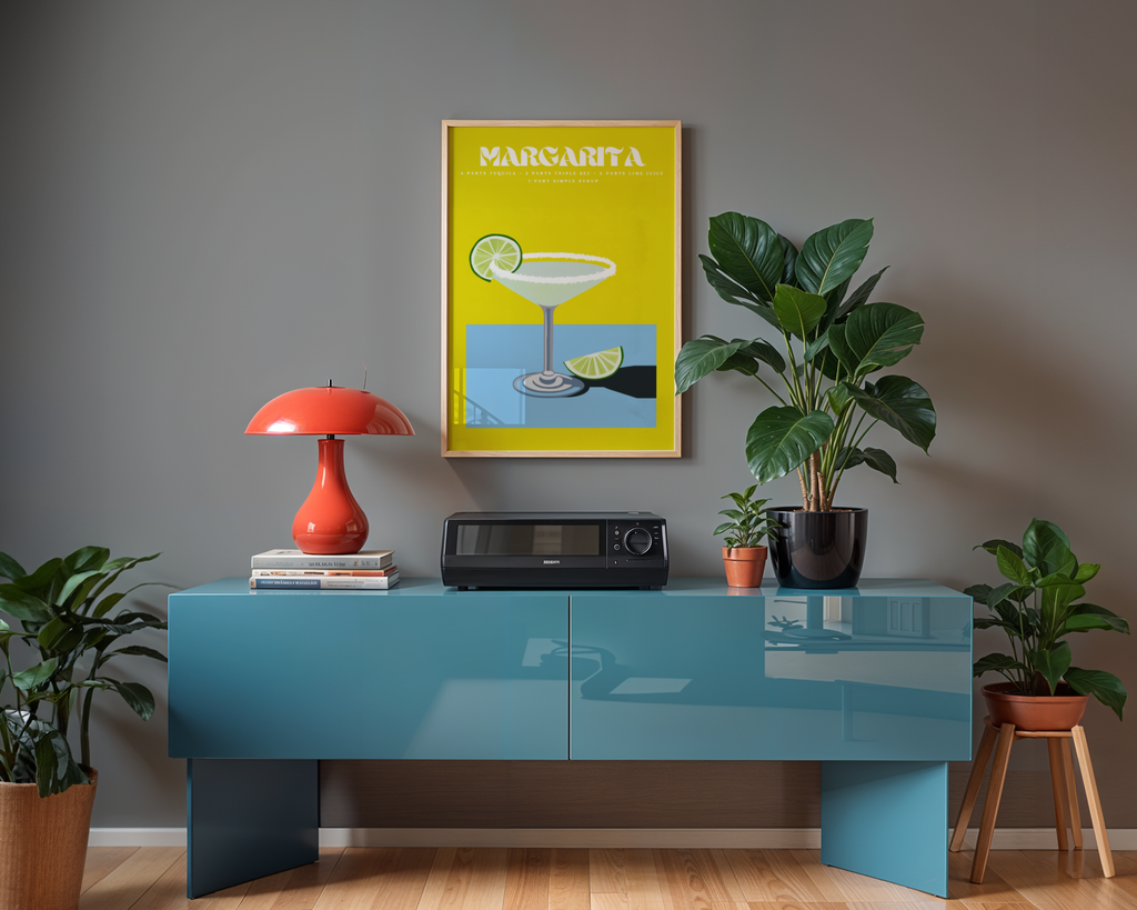 Väggmockup av Margarita Cocktail affisch på ljus vägg – Bozetto konsttryck – nr 3