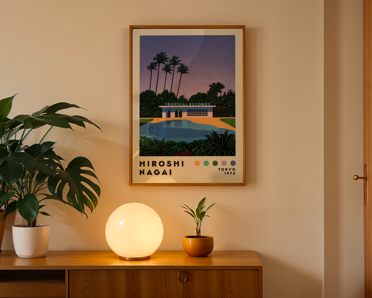 Hiroshi Nagai Tropical poster visualiserad på vägg – från Bozetto i hög kvalitet