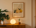 Väggmockup av Minimal Lemon affisch på ljus tegelvägg – Bozetto konsttryck i hög tryckkvalitet