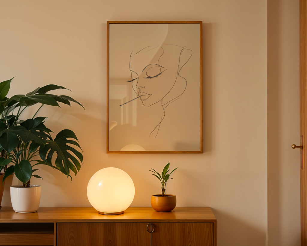 Mockup av Vintage Femme Smoking affisch på vägg – köp enkelt hos Bozetto i hög kvalitet