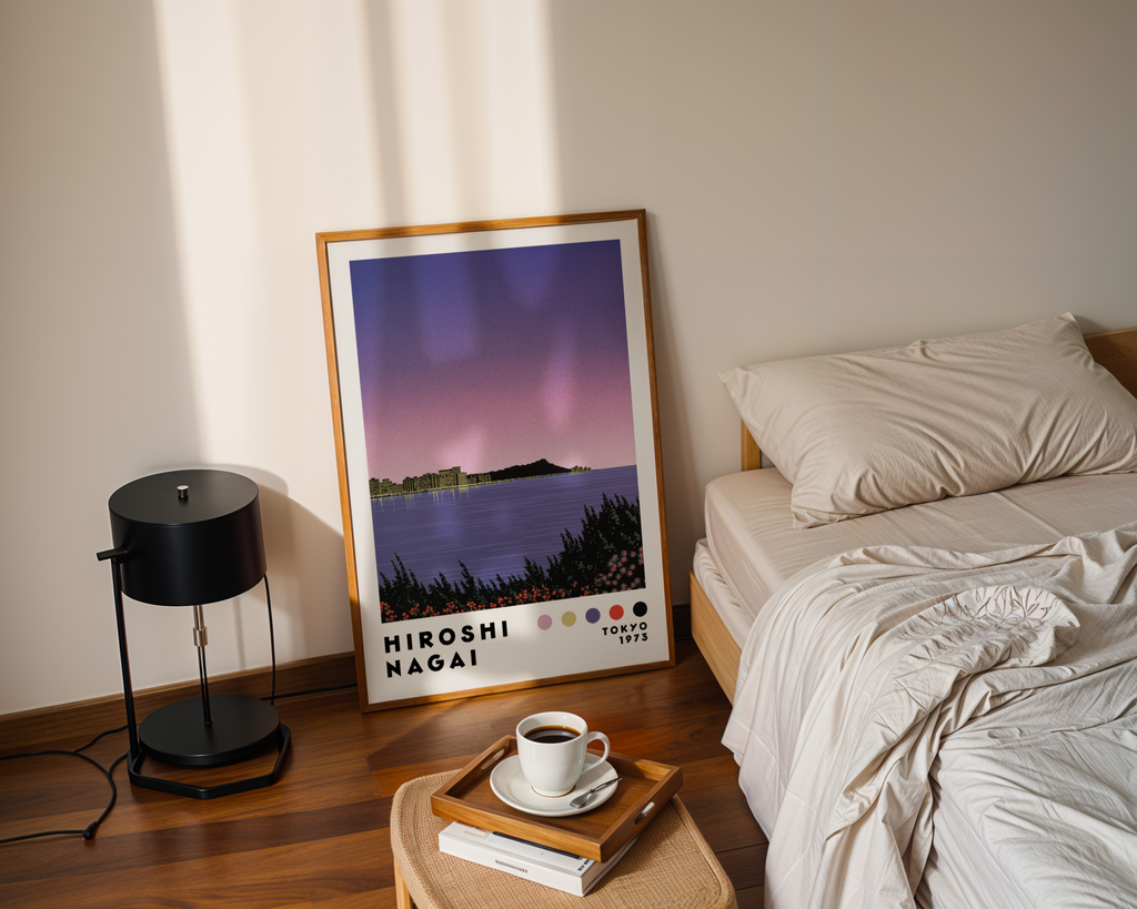Hiroshi Nagai Skyline Dusk poster visualiserad på vägg – från Bozetto i hög kvalitet