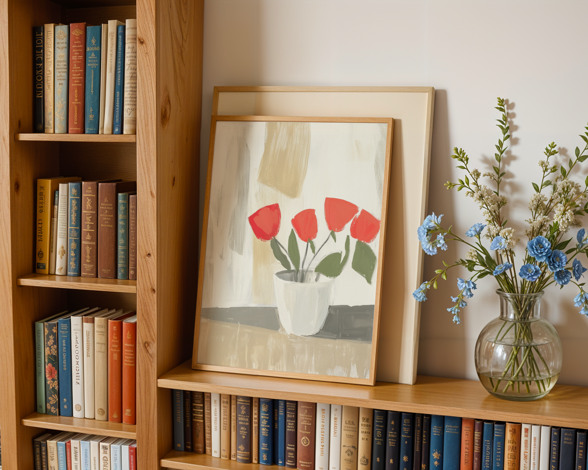 Mockup av Orchid Tranquility affisch på vägg – köp enkelt hos Bozetto i hög kvalitet