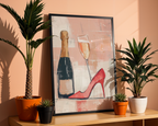 Mockup av Champagne & Couture affisch på vägg – köp enkelt hos Bozetto i hög kvalitet