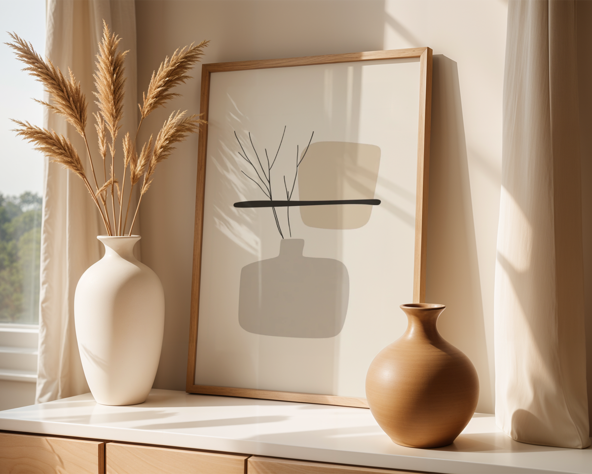 Mockup av Nordic Still Life affisch på vägg – köp enkelt hos Bozetto i hög kvalitet
