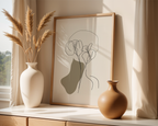 Mockup av Floral Face Silhouette affisch på vägg – köp enkelt hos Bozetto i hög kvalitet