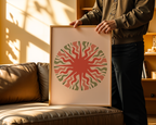 Mockup av Organic Pulse Circle affisch på vägg – köp enkelt hos Bozetto i hög kvalitet