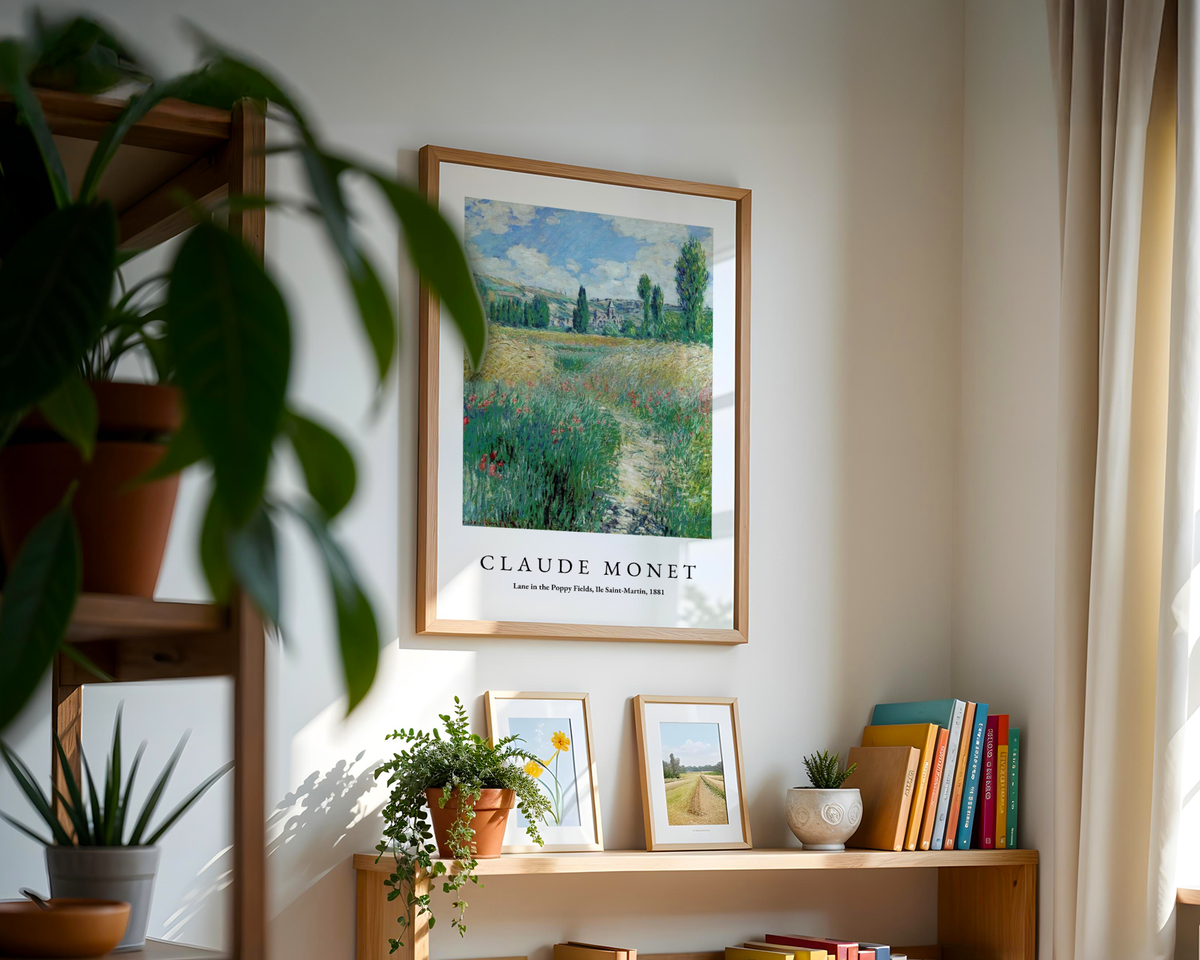Mockup av Claude Monet Lane In The affisch på vägg – köp enkelt hos Bozetto i hög kvalitet