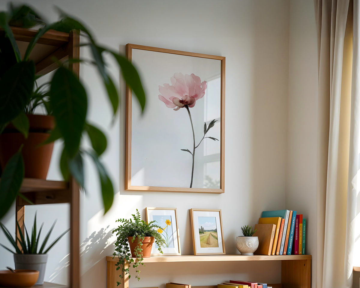 Väggmockup av White Rose Elegance affisch på ljus vägg – Bozetto konsttryck – nr 3