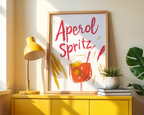 Retro Aperol poster visualiserad på vägg – se rätt storlek med mockup från Bozetto