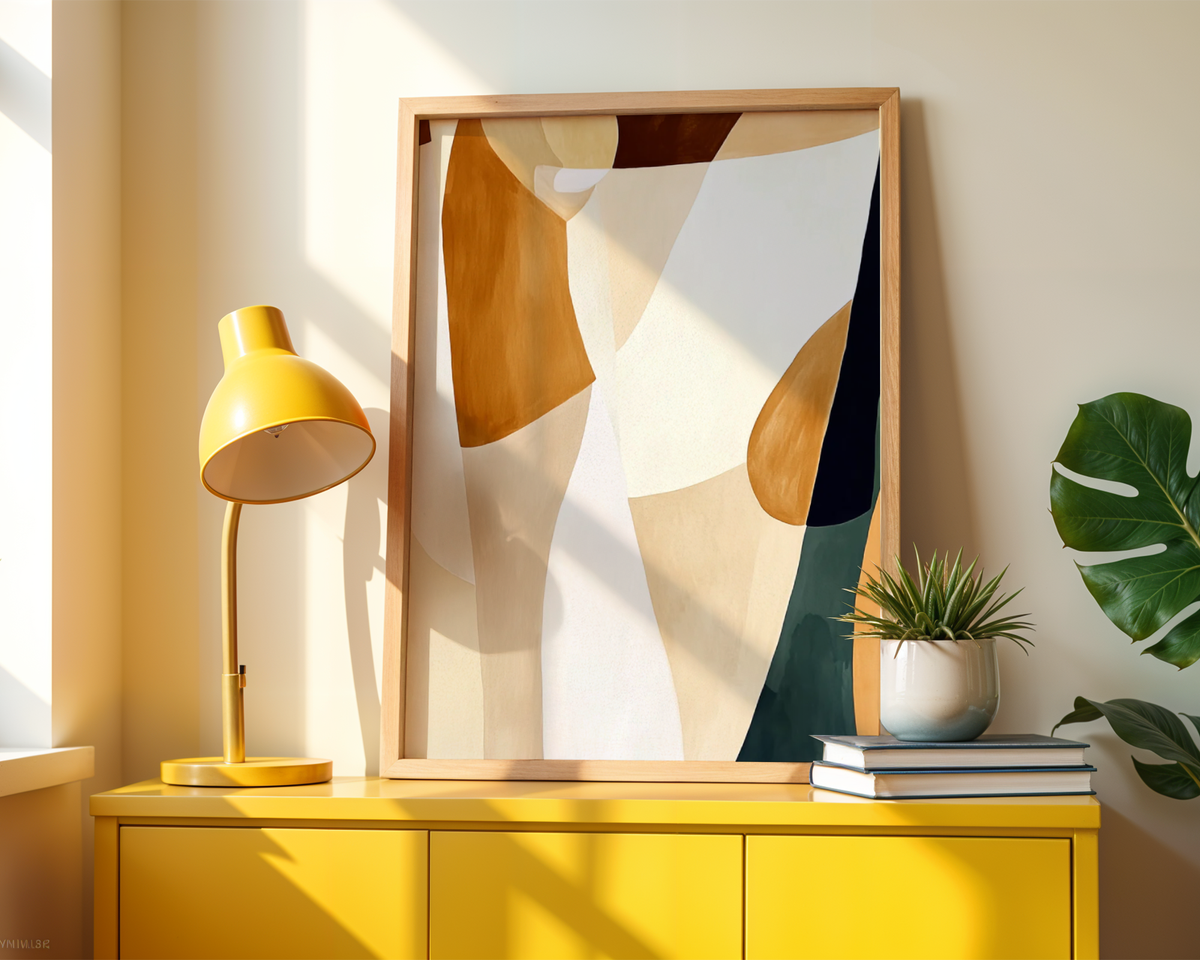 Mockup av Where We Begin Abstract affisch på vägg – köp enkelt hos Bozetto i hög kvalitet