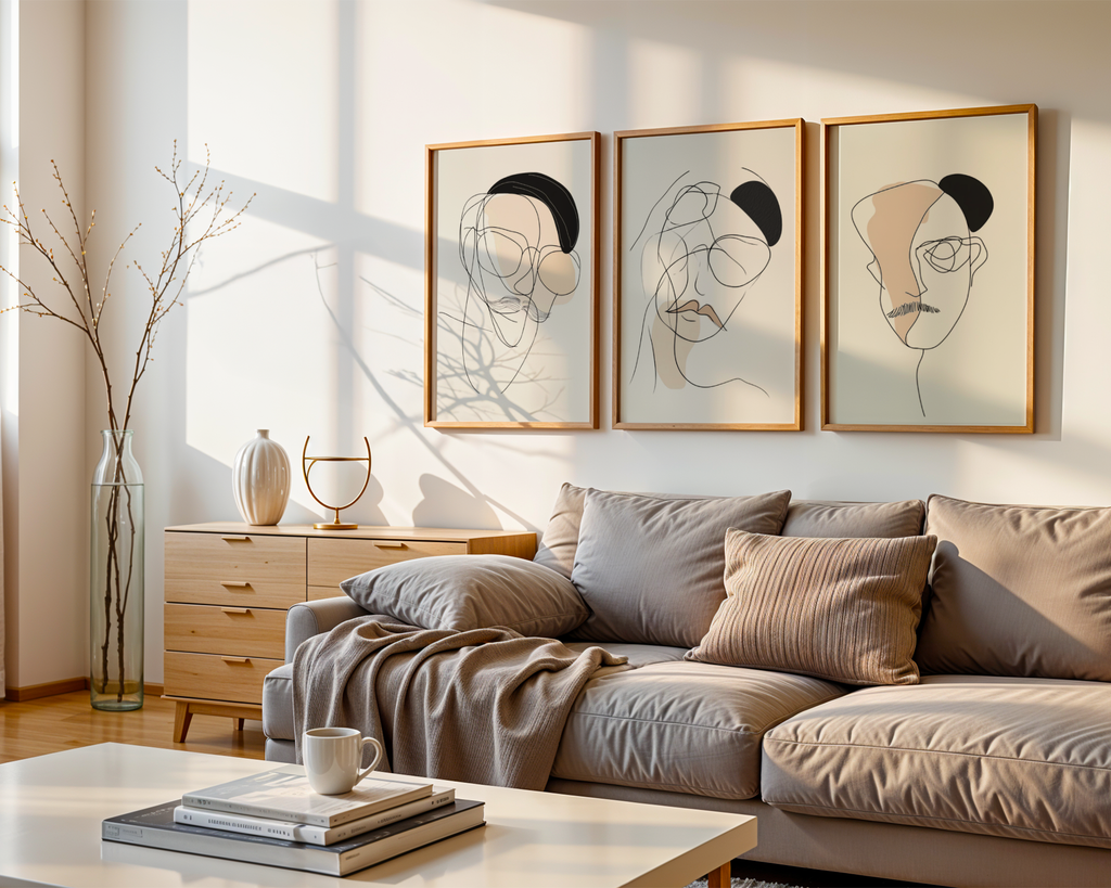 The Thinker poster visualiserad på vägg – se rätt storlek med mockup från Bozetto