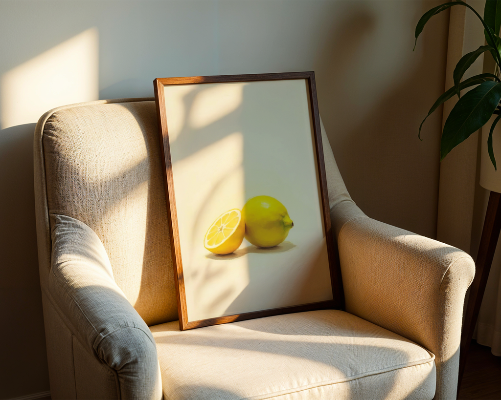 Mockup av Citrus Essence affisch på vägg – köp enkelt hos Bozetto i hög kvalitet