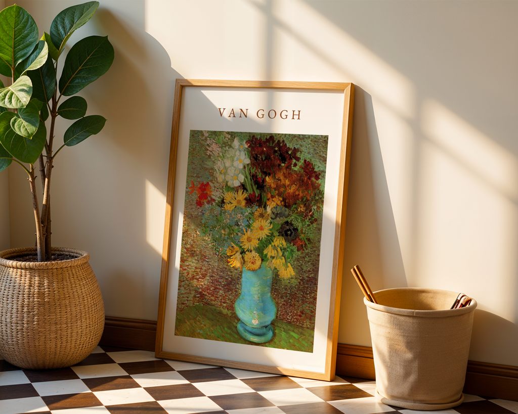 Mockup av Van Gogh Vase With Daisies affisch på vägg – köp enkelt hos Bozetto i hög kvalitet