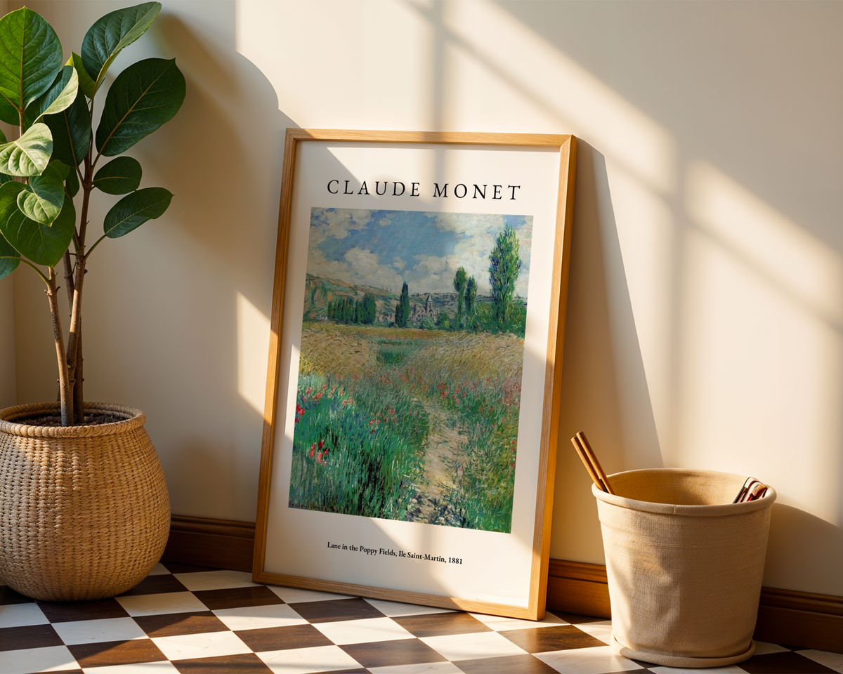 Mockup av Claude Monet Lane In The affisch på vägg – köp enkelt hos Bozetto i hög kvalitet