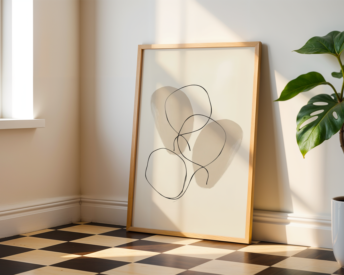 Mockup av Linear Harmony affisch på vägg – köp enkelt hos Bozetto i hög kvalitet