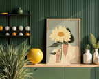 Mockup av Hidden Sunflower affisch på vägg – köp enkelt hos Bozetto i hög kvalitet