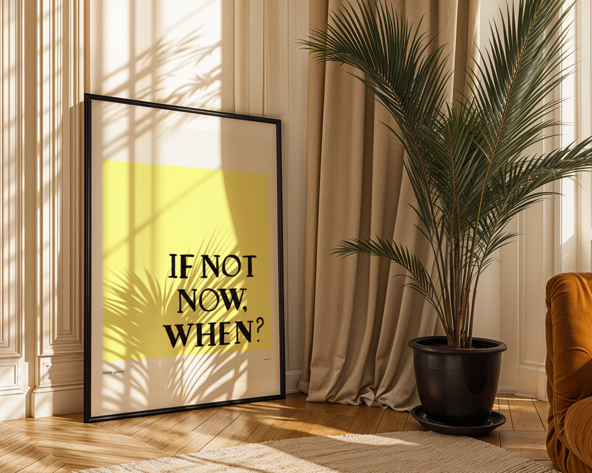 Väggmockup av If Not Now affisch på ljus tegelvägg – Bozetto konsttryck i hög tryckkvalitet