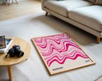 Mockup av Bauhaus Pink Waves affisch på vägg – köp enkelt hos Bozetto i hög kvalitet