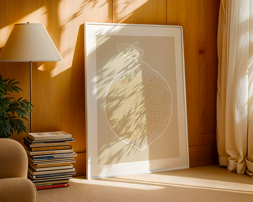 Pearfection poster visualiserad på vägg – se rätt storlek med mockup från Bozetto