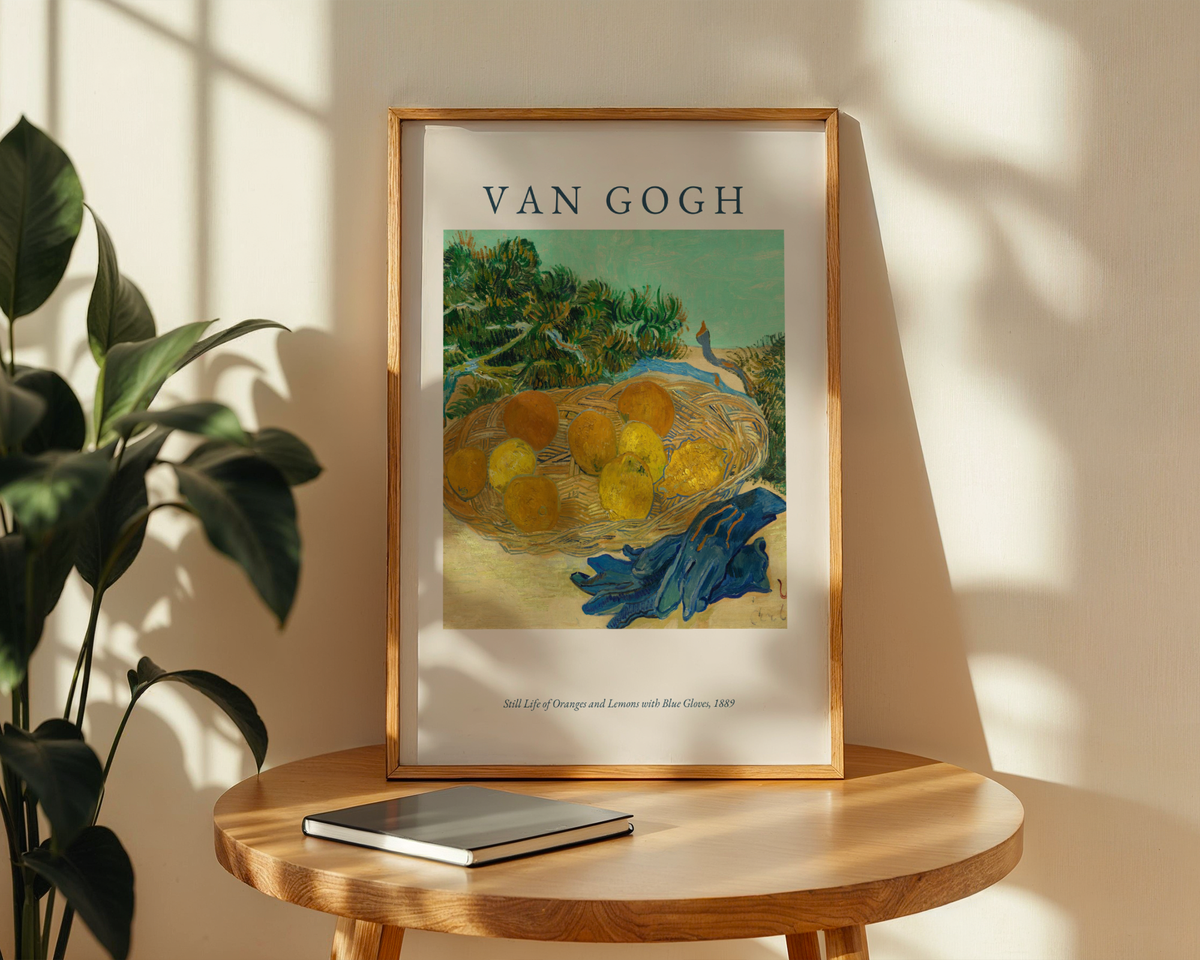 Mockup av Van Gogh Oranges And Lemons affisch på vägg – köp enkelt hos Bozetto i hög kvalitet