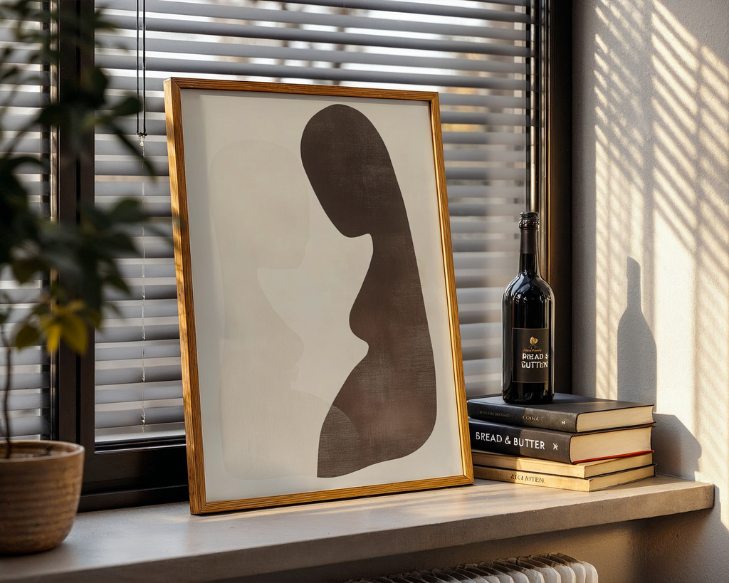 Mockup av Abstract Lovers affisch på vägg – köp enkelt hos Bozetto i hög kvalitet