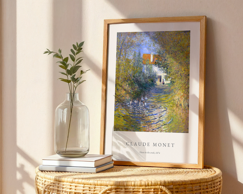 Mockup av Claude Monet Geese In The affisch på vägg – köp enkelt hos Bozetto i hög kvalitet