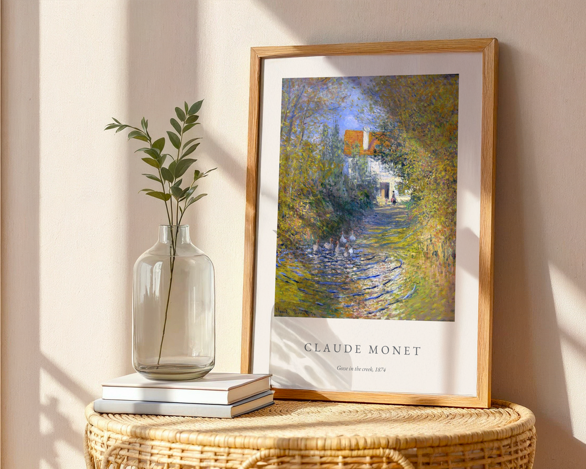 Mockup av Claude Monet Geese In The affisch på vägg – köp enkelt hos Bozetto i hög kvalitet