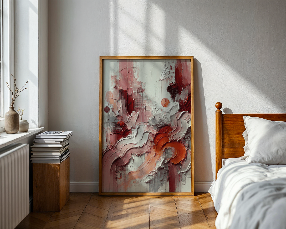 Mockup av Fluid Geometry affisch på vägg – köp enkelt hos Bozetto i hög kvalitet