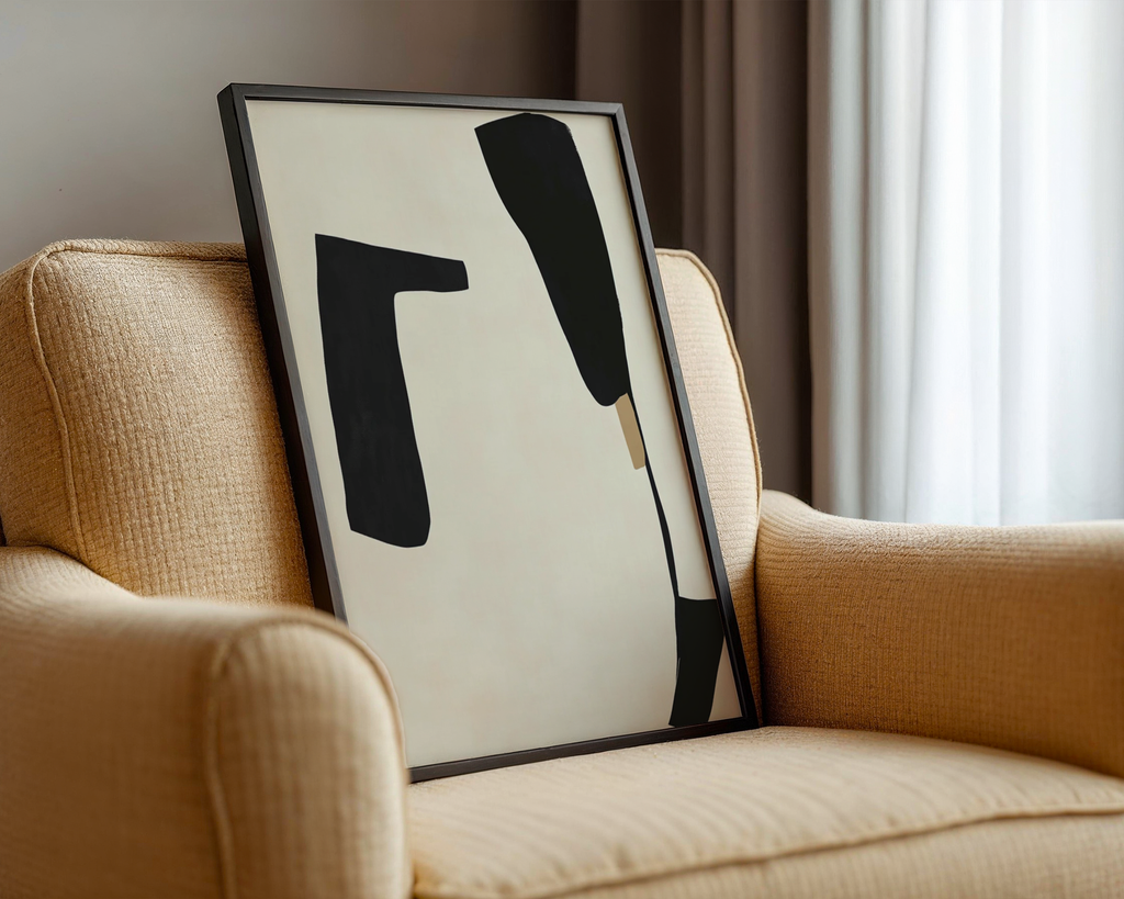 Mockup av Minimal Abstract Form affisch på vägg – köp enkelt hos Bozetto i hög kvalitet