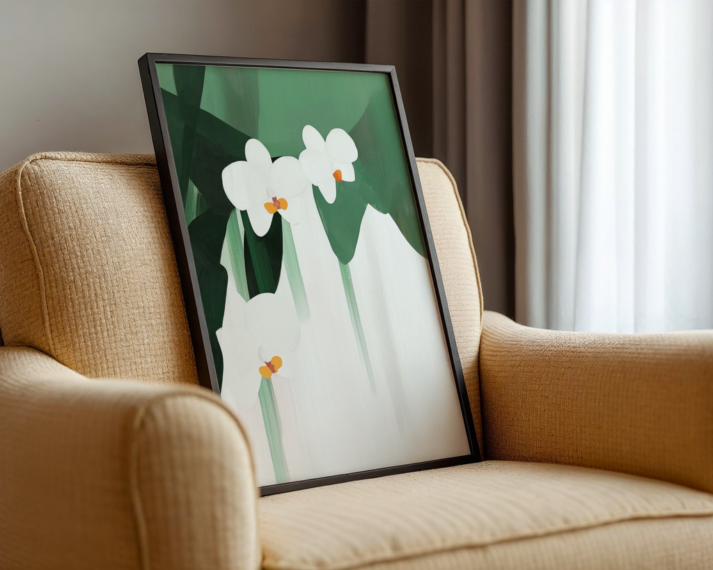 Mockup av Green Abstract affisch på vägg – köp enkelt hos Bozetto i hög kvalitet