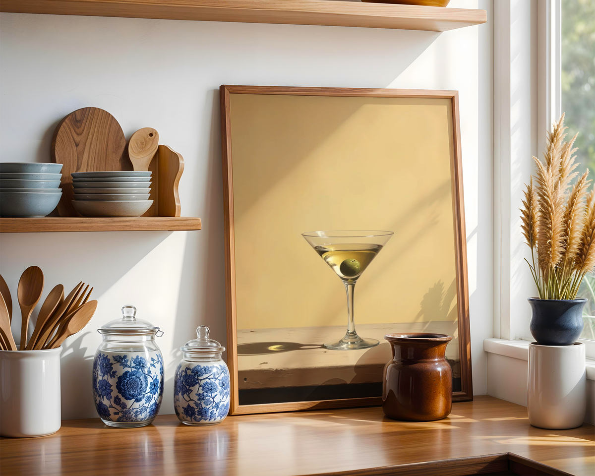 Mockup av Classic Simple Martini affisch på vägg – köp enkelt hos Bozetto i hög kvalitet